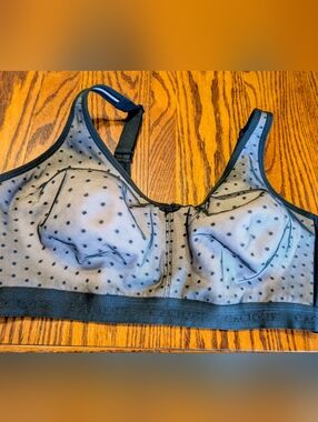 CACIQUE 42F BLACK FULL COVERAGE NO WIRE POLKADOT NET BRA NICE